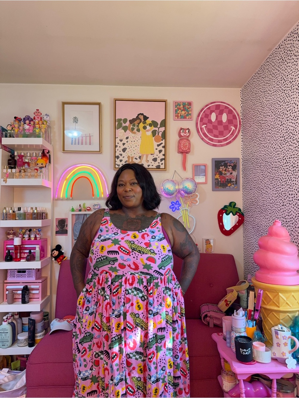Nooworks Bright Pink Patterned Maxi Dress